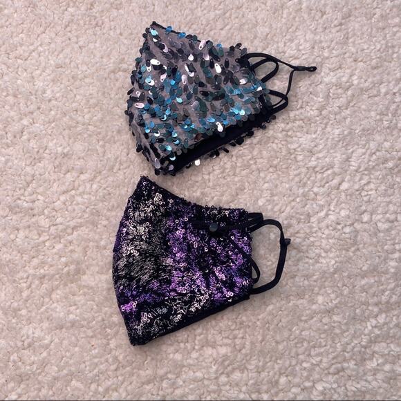 Purple and Silver Sequin Masks Lot of 2. - Picture 2 of 8